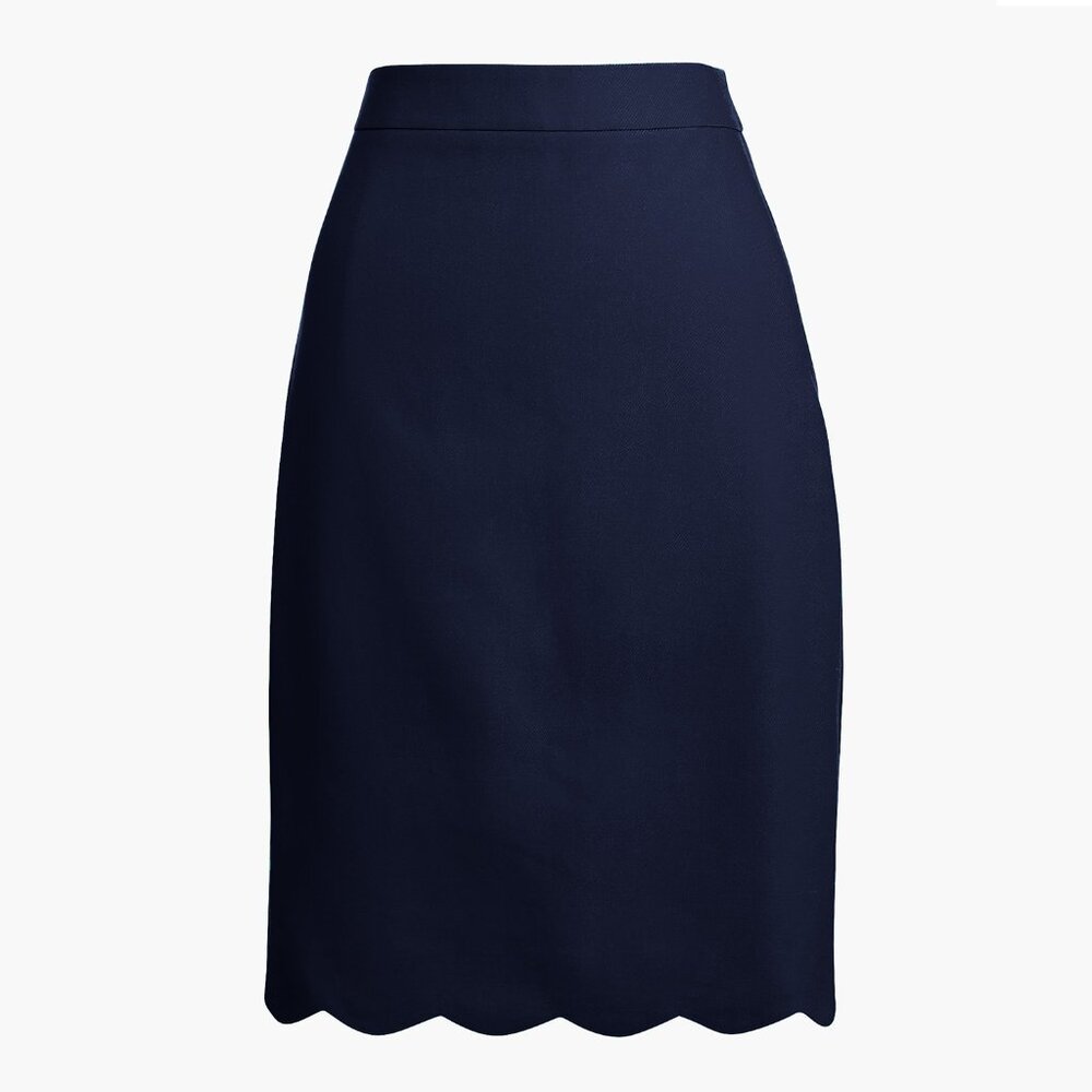 NTW J.Crew Factory Scalloped Pencil Skirt Navy size 0